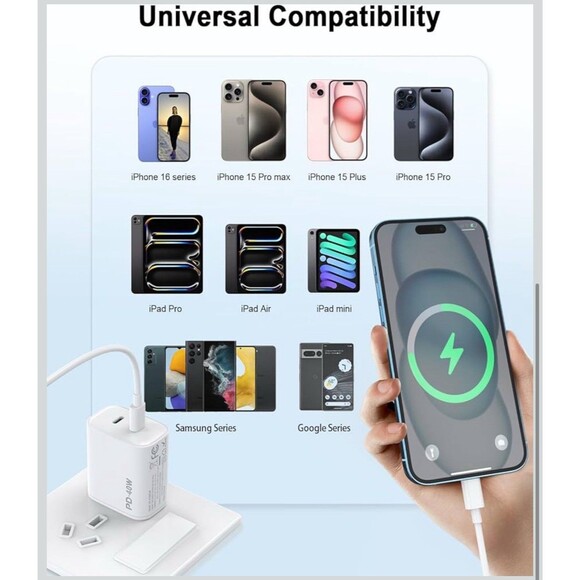 2Pack 40W USB C Charger Block, Dual USB-C Port Power Adapter - White - Picture 5 of 5